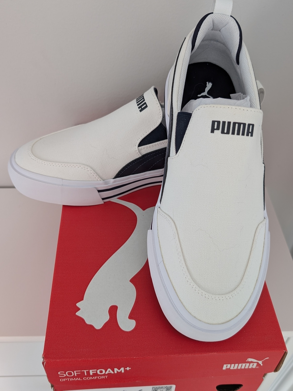 Puma Court Classic Vulc SlipOn Striped Slip-On Sneakers White & Black US 7.5